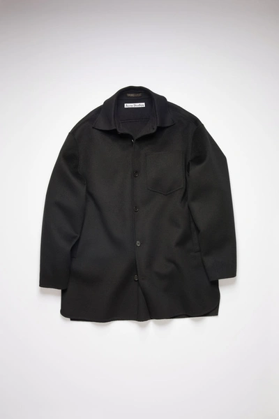 Shop Acne Studios Wool Shirt Jacket In Black