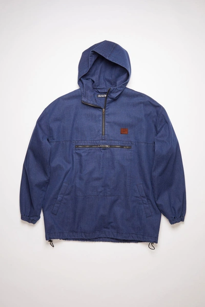 Shop Acne Studios Hooded Anorak Jacket Indigo Blue