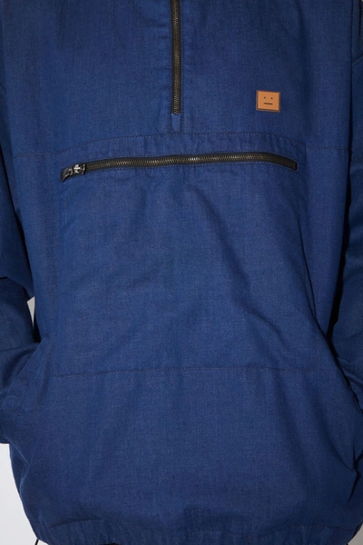 Shop Acne Studios Hooded Anorak Jacket Indigo Blue