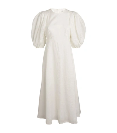 Shop Zimmermann Linen Puff-sleeved Midi Dress