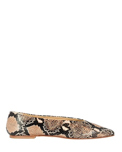 Shop Aeyde Betty Snake-embossed Leather Flats In Brown