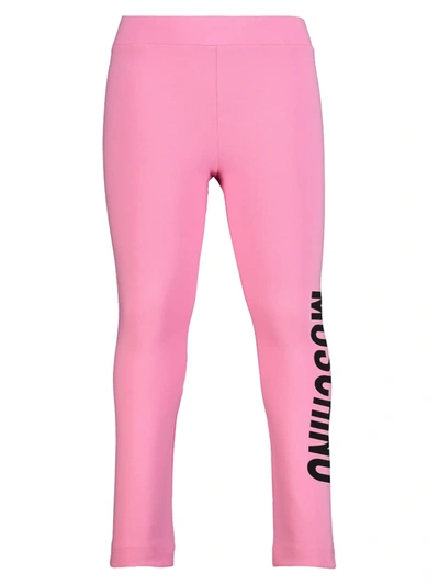 Shop Moschino Kids Leggings For Girls In Pink