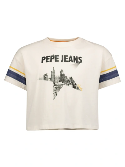 Shop Pepe Jeans Kids T-shirt Carrie For Girls In Beige