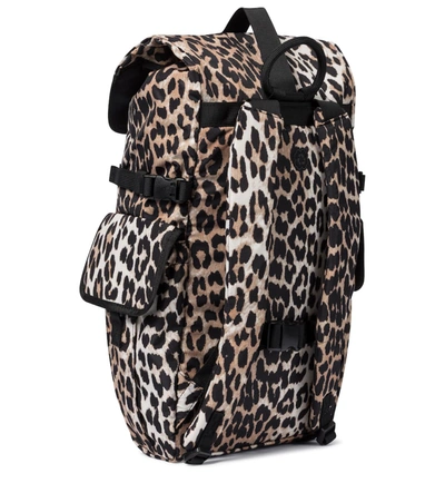 Shop Ganni Recycled Leopard-print Backpack In Brown