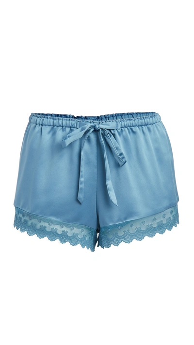 Shop Flora Nikrooz Solid Charmeuse Shorts With Lace In Blue