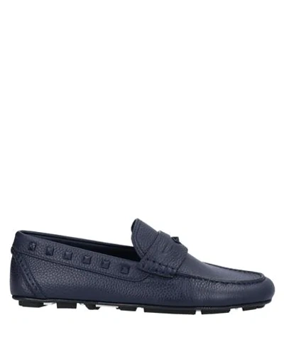 Shop Valentino Loafers In Dark Blue