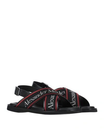 Shop Alexander Mcqueen Man Sandals Black Size 12 Textile Fibers