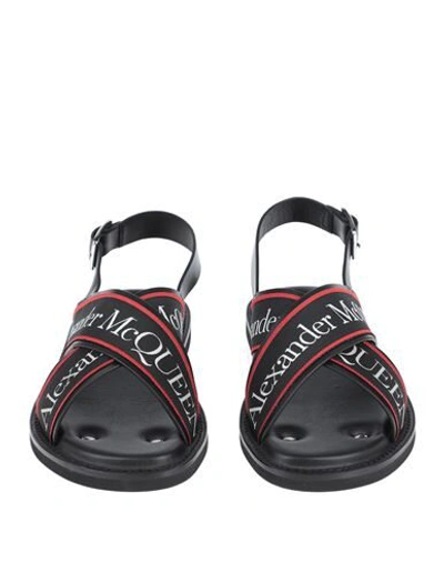 Shop Alexander Mcqueen Man Sandals Black Size 12 Textile Fibers