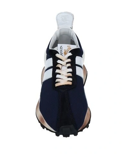 Shop Lanvin Man Sneakers Midnight Blue Size 7 Polyester, Calfskin