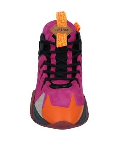 Shop Versace Man Sneakers Fuchsia Size 8 Calfskin In Pink