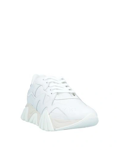 Shop Versace Man Sneakers White Size 10 Calfskin, Textile Fibers