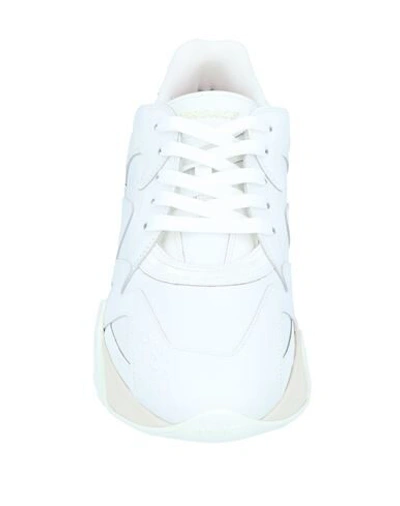 Shop Versace Man Sneakers White Size 9 Calfskin, Textile Fibers