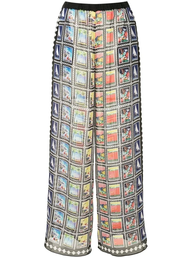 Shop Mary Katrantzou Poseidon Wide-leg Silk Trousers In Multicolour
