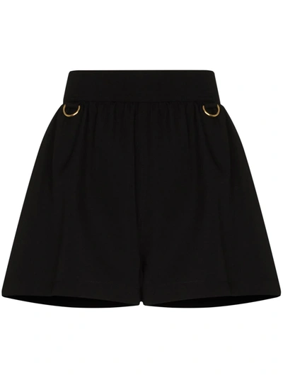 Givenchy D-ring Embellished Flared-leg Wool Shorts In Black