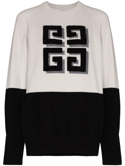 Shop Givenchy Intarsia Logo Cashmere Jumper In Grey