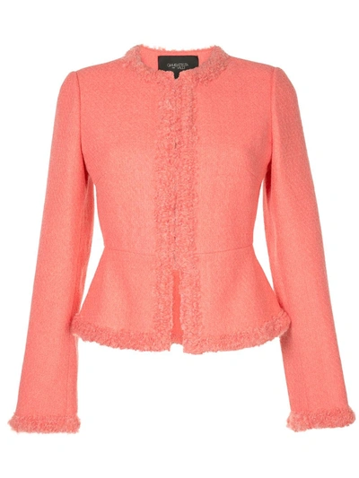 Shop Giambattista Valli Peplum Tweed Jacket In Pink