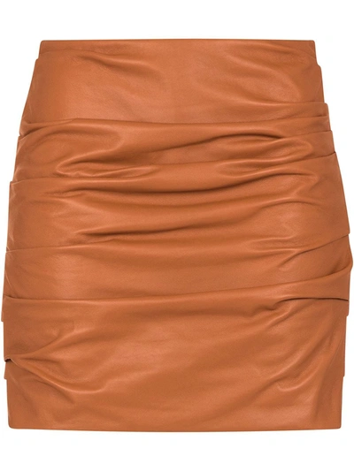 Shop Dolce & Gabbana Gathered Mini Skirt In Brown