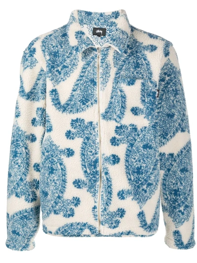 STUSSY BIG PAISLEY-PATTERN SHERPA JACKET 