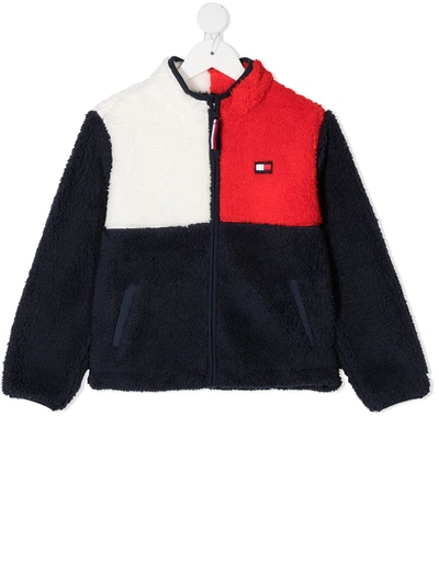 Shop Tommy Hilfiger Junior Colour-block Zip-through Fleece In Blue