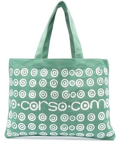 Shop 10 Corso Como Spiral Logo Print Tote Bag In Green