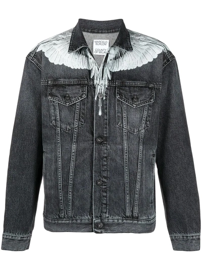 Shop Marcelo Burlon County Of Milan Button-front Denim Jacket In Black