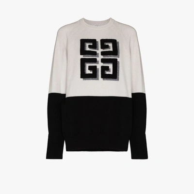 Shop Givenchy Contrasting Logo Cashmere Sweater In Grey
