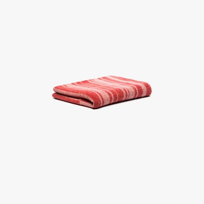 Shop The Elder Statesman Red Striped Cashmere Blanket