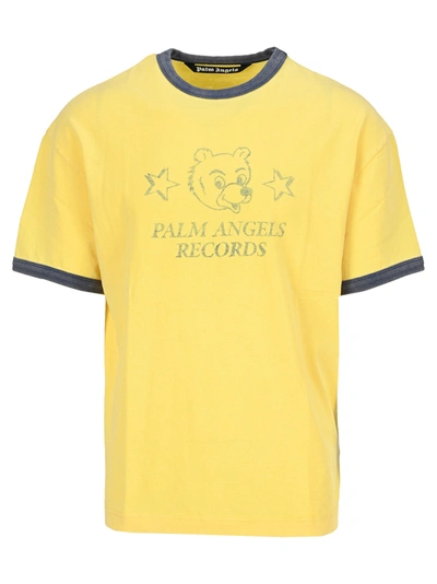 Shop Palm Angels Records T-shirt In Yellow
