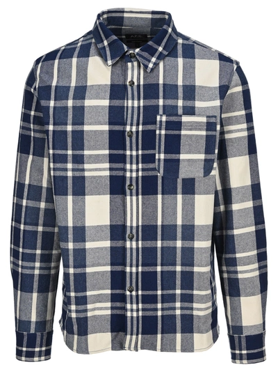 Shop A.p.c. Checked Shirt In Blue