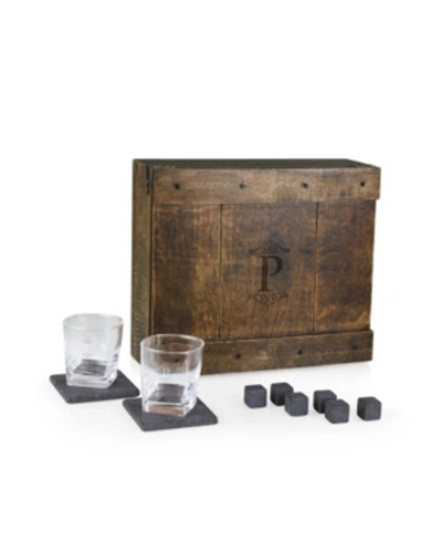 Shop Legacy Monogram Whiskey Box Gift Set In Brown-p
