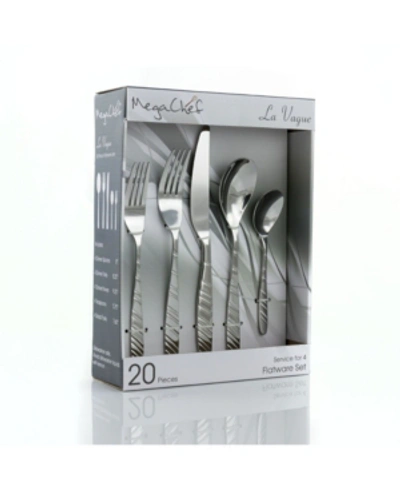 Shop Megachef La Vague Flatware Set Of 20-piece In Silver Tone