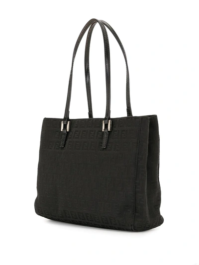 Pre-owned Fendi Zucchino Handbag In Black
