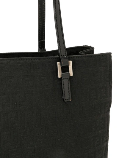 Pre-owned Fendi Zucchino Handbag In Black