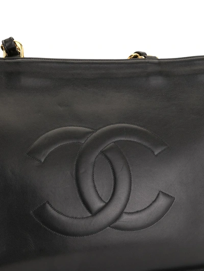 Pre-owned Chanel 1995 Cc Jumbo Xl Tote Bag In Black