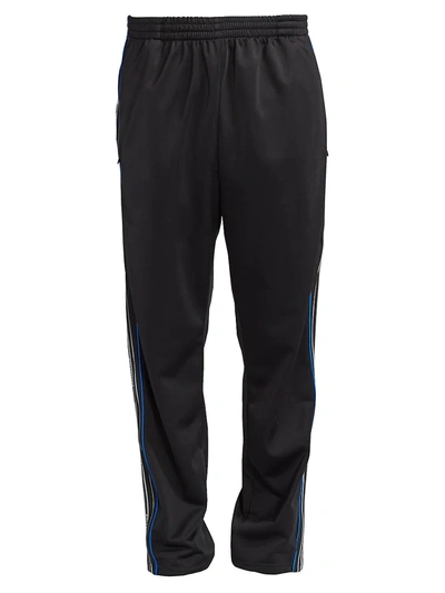 Shop Balenciaga Men's Stripe Track Pants In Black