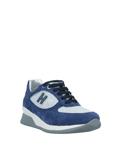 Shop Hogan Woman Sneakers Bright Blue Size 7.5 Soft Leather, Textile Fibers