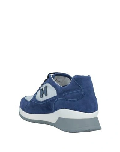 Shop Hogan Woman Sneakers Bright Blue Size 7.5 Soft Leather, Textile Fibers