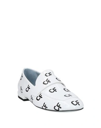 Shop Chiara Ferragni Woman Loafers White Size 7 Textile Fibers