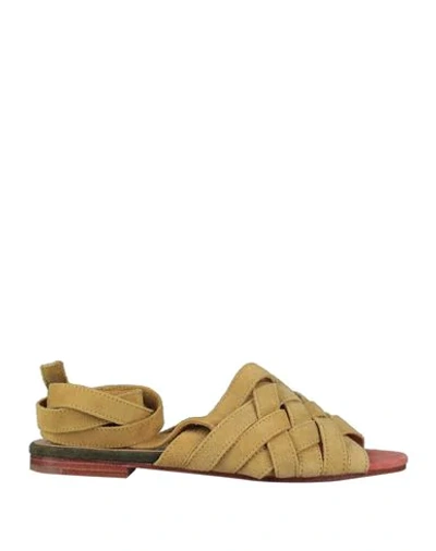 Shop Maliparmi Malìparmi Woman Sandals Ocher Size 6 Soft Leather In Yellow