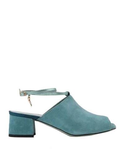 Shop Paola D'arcano Woman Sandals Pastel Blue Size 6 Soft Leather