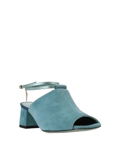 Shop Paola D'arcano Woman Sandals Pastel Blue Size 6 Soft Leather
