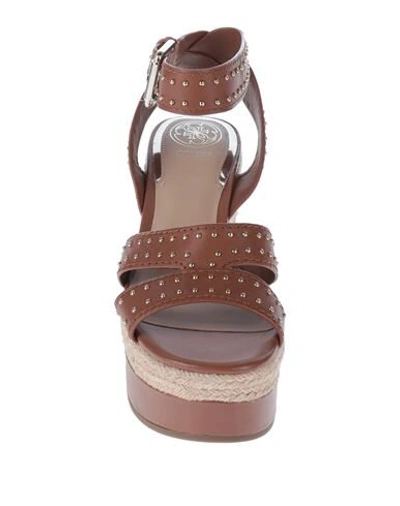 Shop Guess Woman Sandals Brown Size 5 Soft Leather