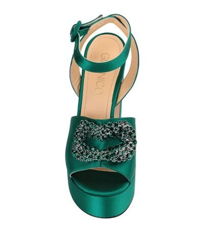 Shop Giannico Woman Sandals Emerald Green Size 7 Textile Fibers