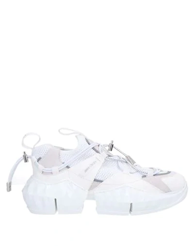 Shop Jimmy Choo Woman Sneakers White Size 6 Soft Leather, Textile Fibers