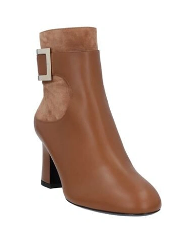 Shop Roger Vivier Woman Ankle Boots Camel Size 5.5 Soft Leather In Beige