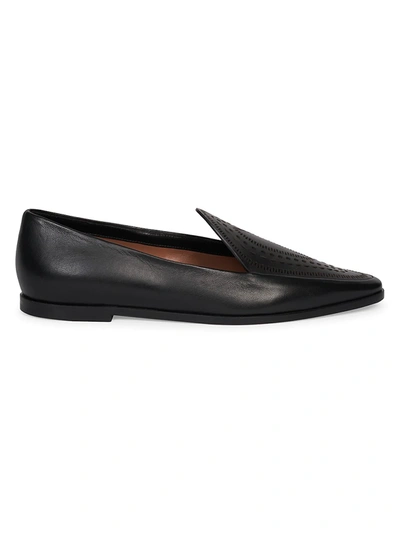 Shop Alaïa Women's Laser Cut Leather Loafers In Noir