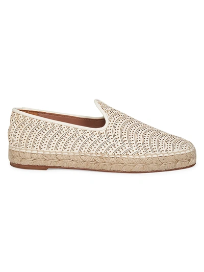 Shop Alaïa Women's Perforated Leather Espadrilles In Blanc Casse