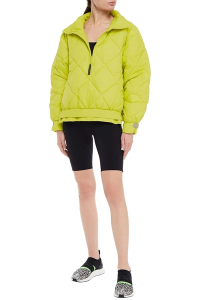 Shop Adidas By Stella Mccartney Quilted Shell Jacket In Lime Green
