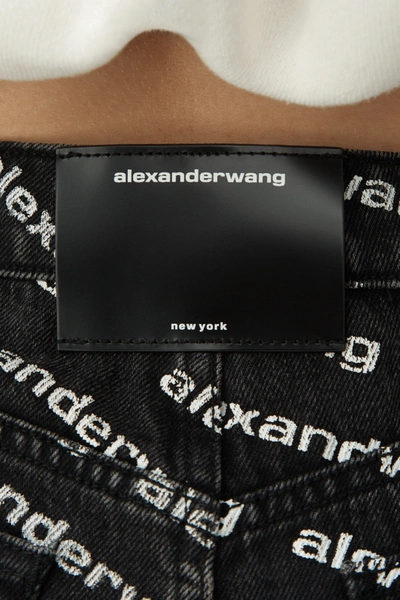 Shop Alexander Wang Bite Logo Short In Grey Aged Denim In Grey Aged/white