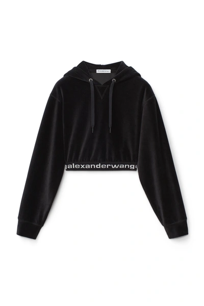 Shop Alexander Wang Long-sleeve Hoodie In Stretch Corduroy In Black